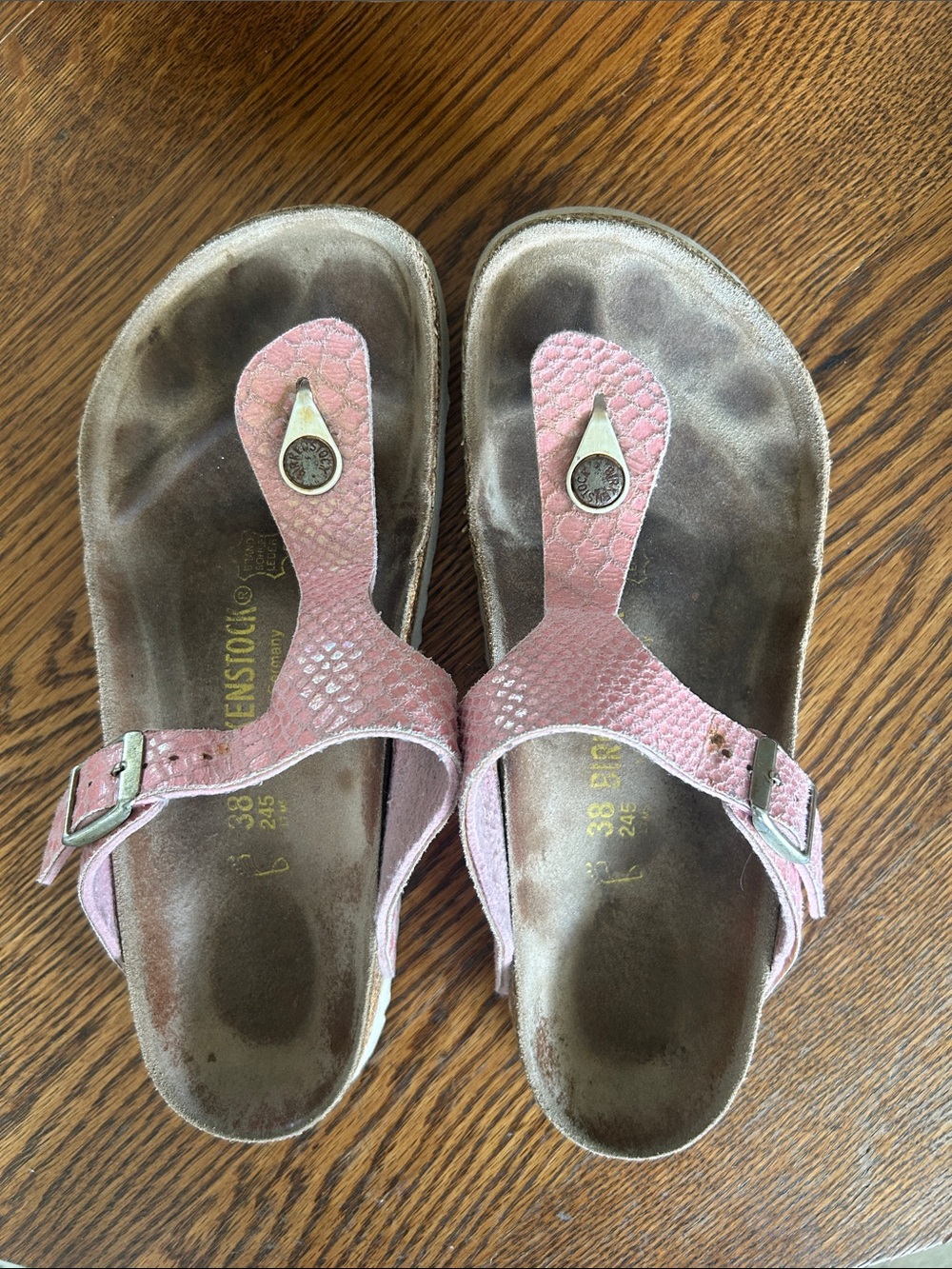 Birkenstock Pink Textured Gizeh Thong Sandals
